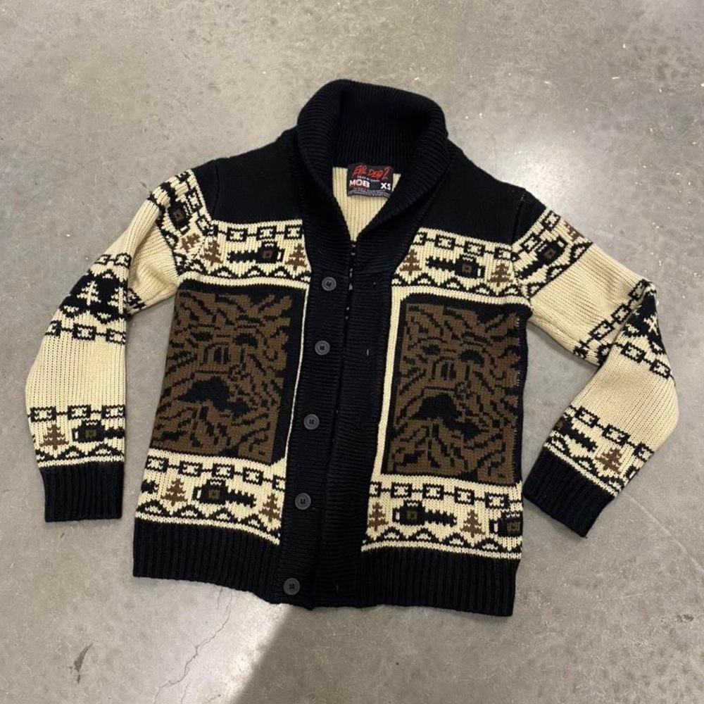 Evil Dead Middle of Beyond Button Up Cardigan Knit Sweater
